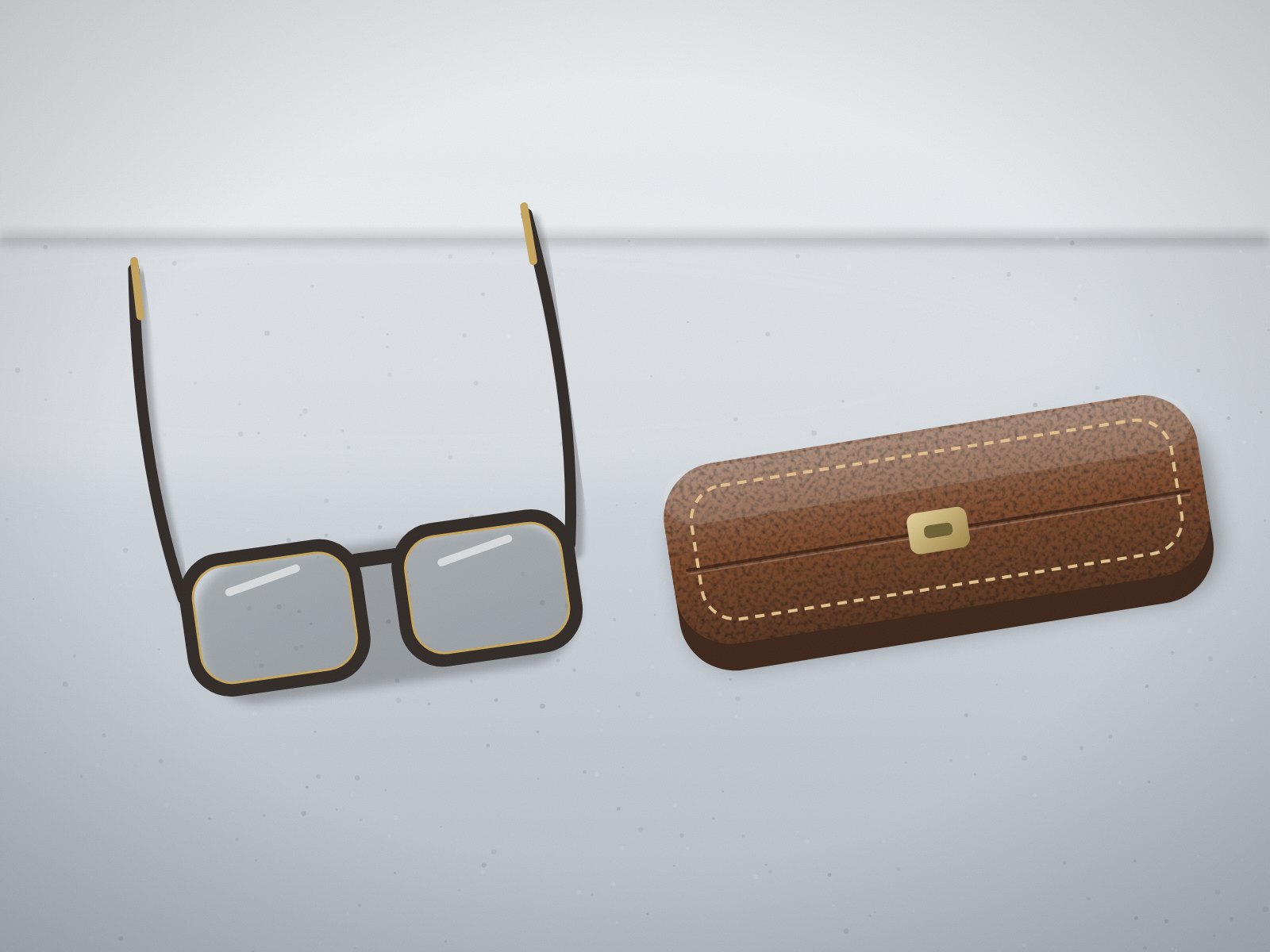 Glasses in a brown case